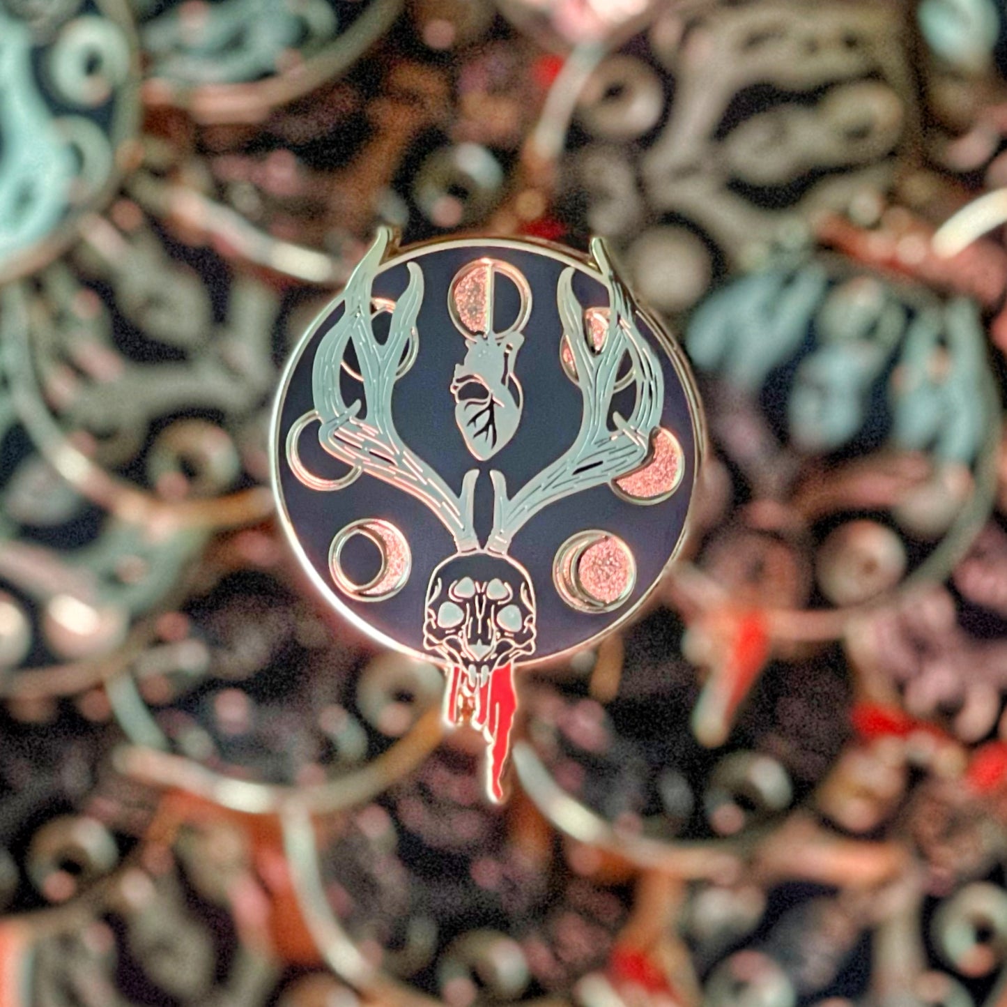 Mystic Forest : Decayed Jackalope skull hard enamel pin