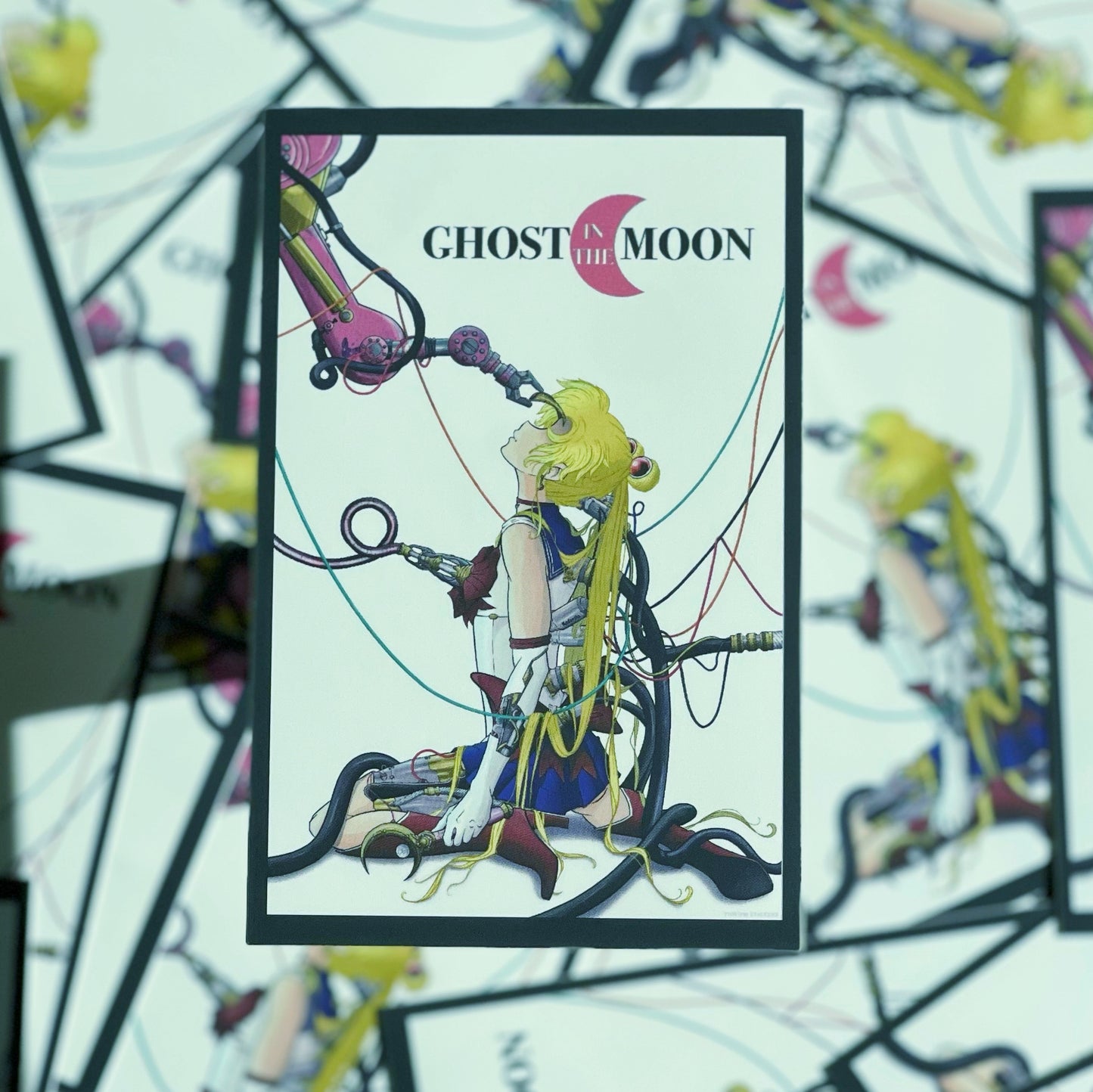 A mashup of Sailormoon and Ghost in the shell made into a vinyl sticker