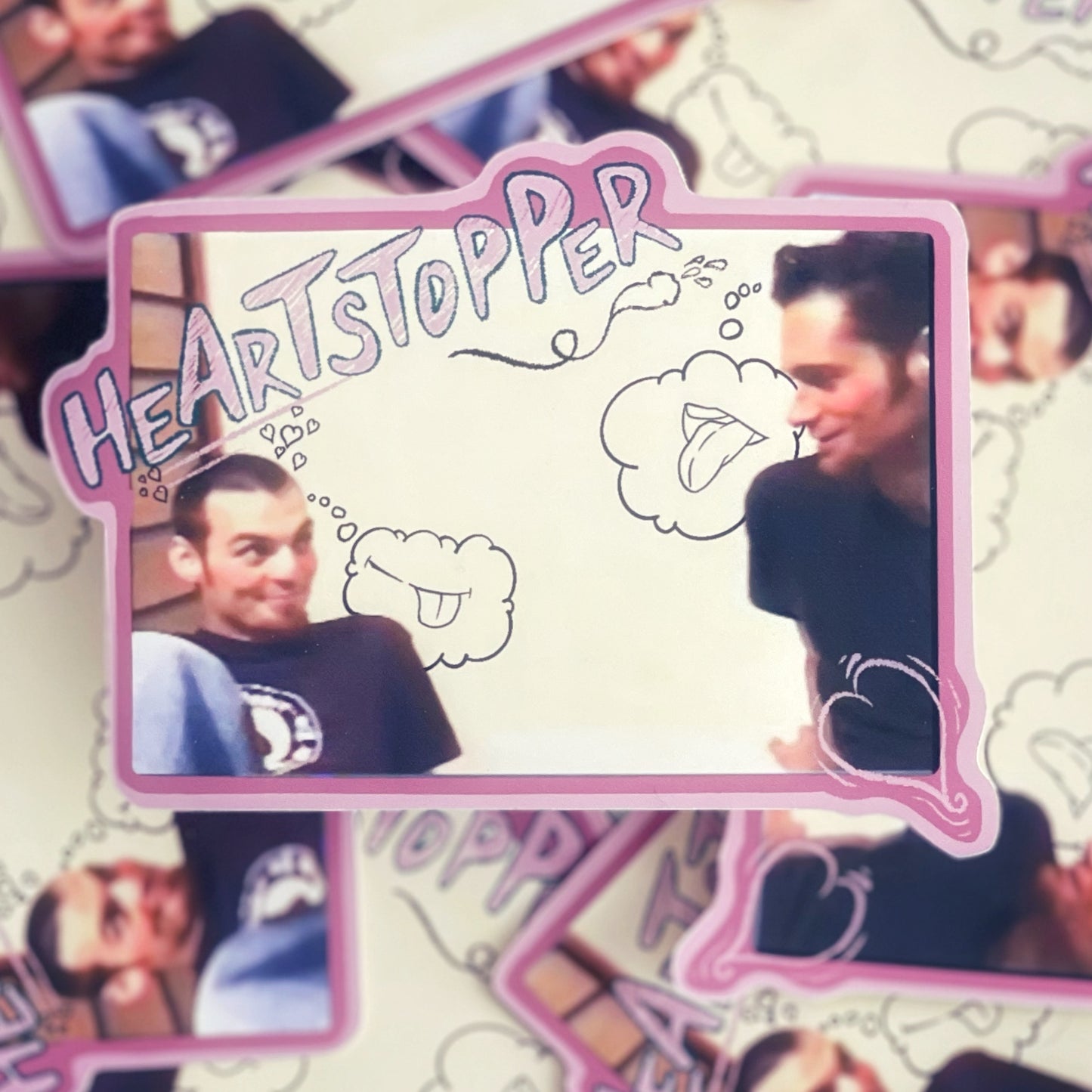 a humorous picture depicting an early gay internet film in the style of heart stopper