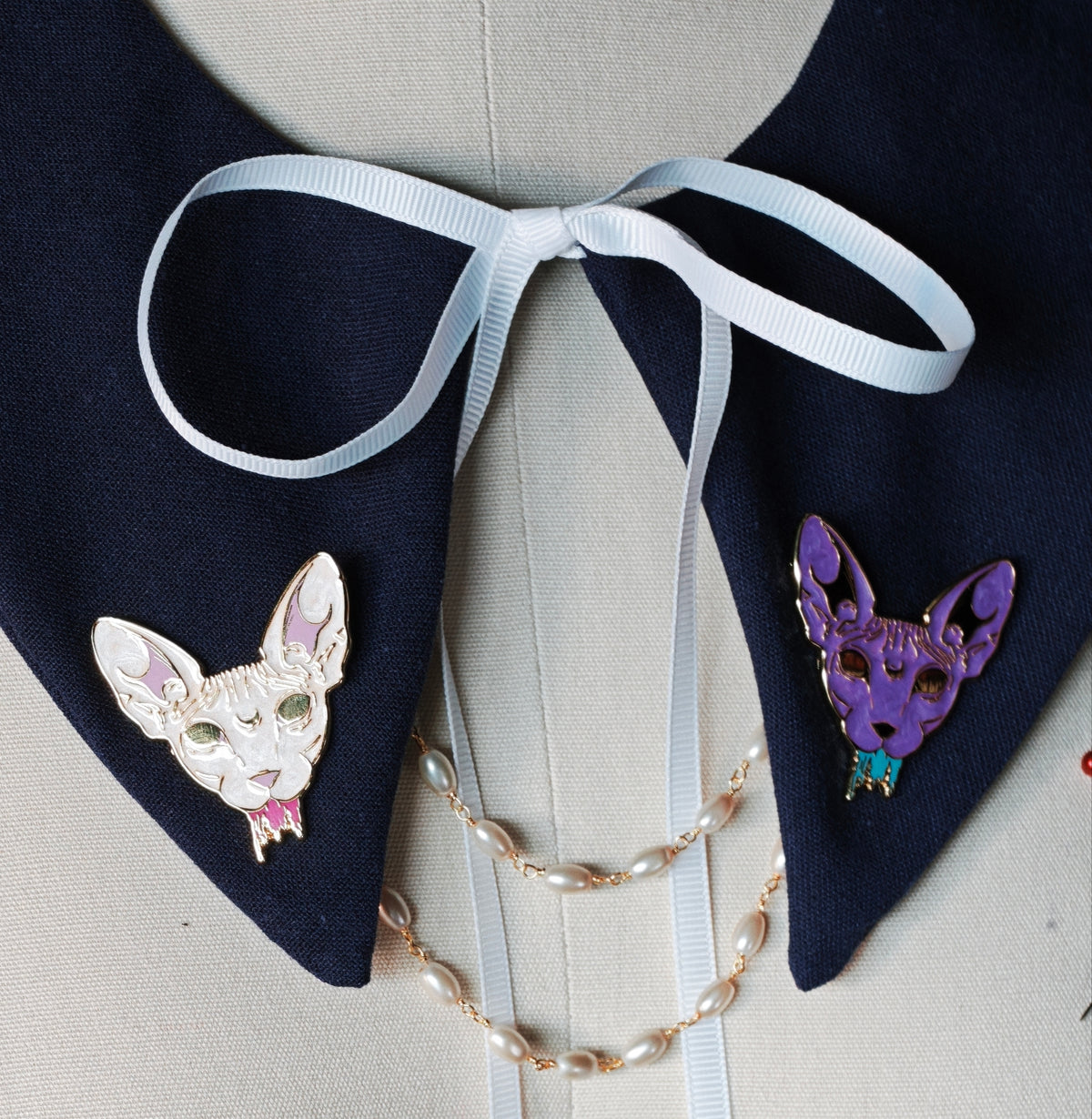 Crystal Punk Acid Cats Collar Chain