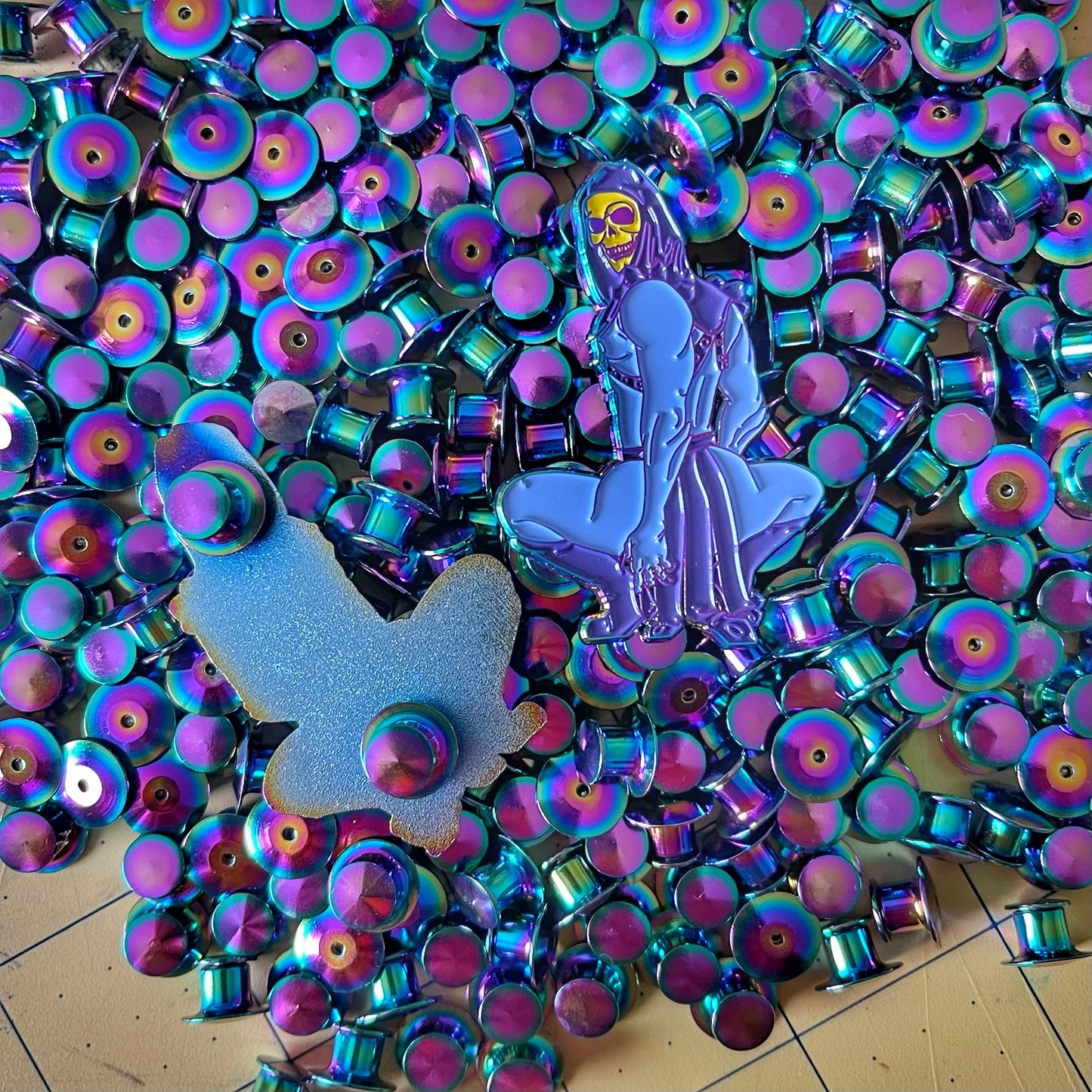 Skeletwerk Holo Soft Enamel Pin!! Glow in the dark face!