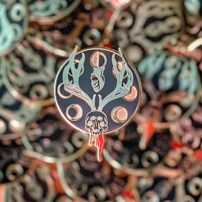 Mystic Forest :  Decayed Jackalope skull hard enamel pin
