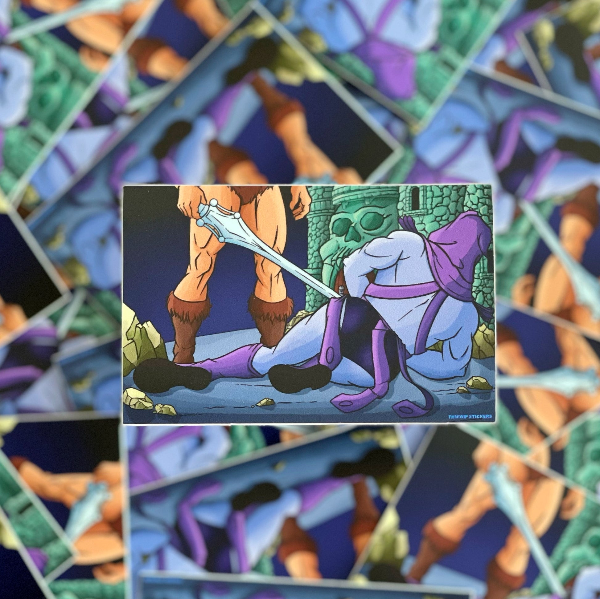 Sticker spoofing the rogue apocalypse scene from the x-men animated series